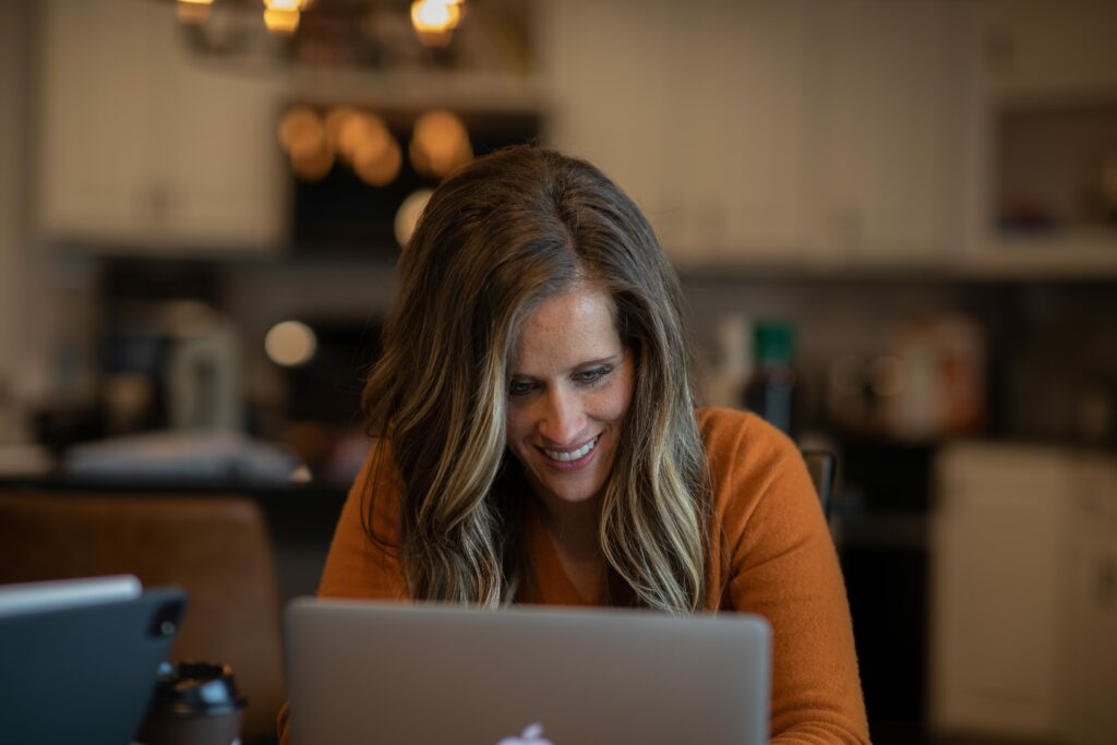 Woman working at laptop